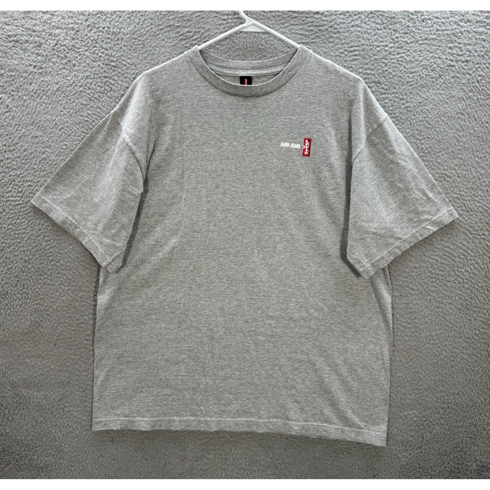 Vintage Levis Shirt Adult Large Gray Crewneck Tee Skater Faded Made In USA Y2K